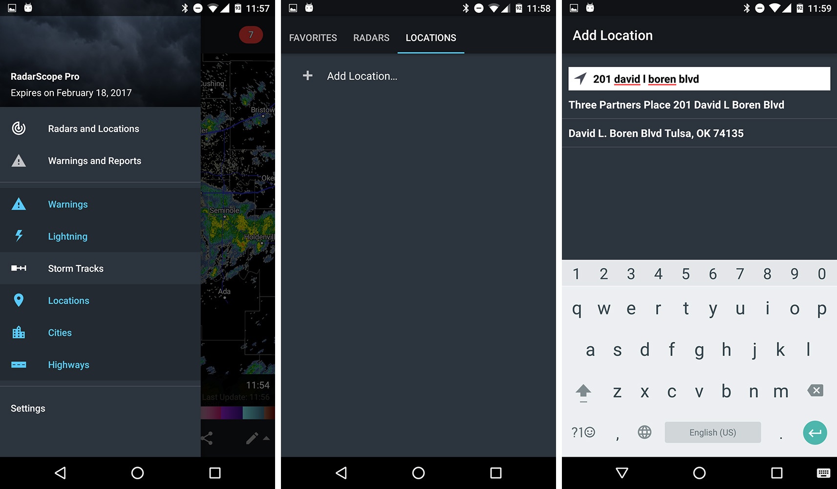 Adding a Location- Steps 1, 2, 3 Android