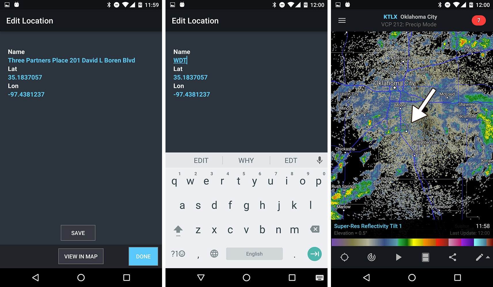 Adding a Location- Steps 4, 5, 6 Android