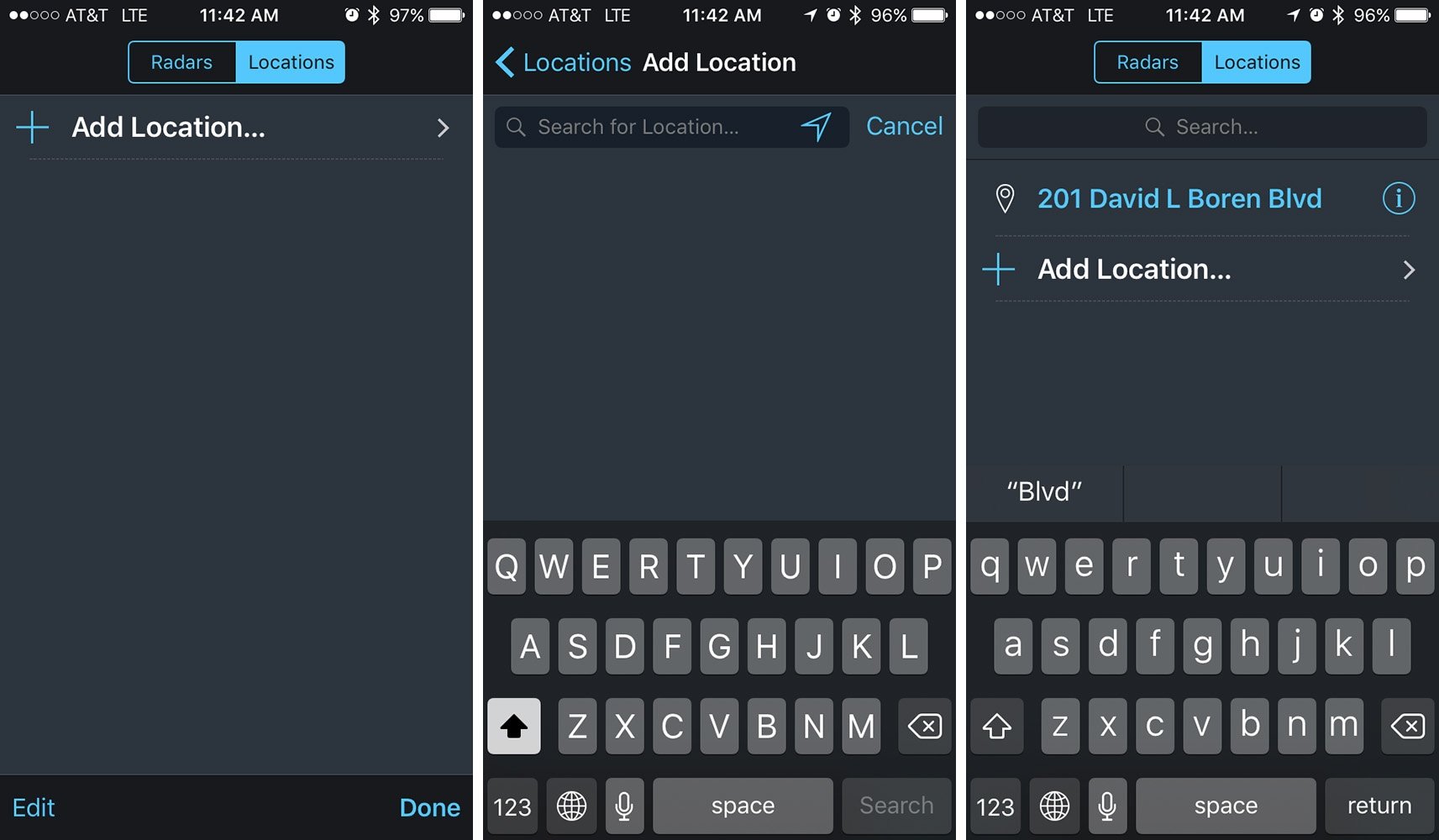 Adding a Location- Steps 1, 2, 3 iOS