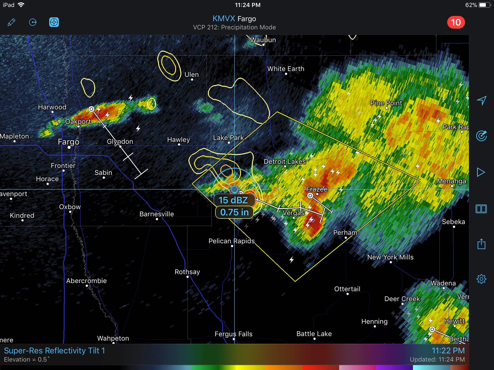 Storm Tracks and Hail Contours in RadarScope
