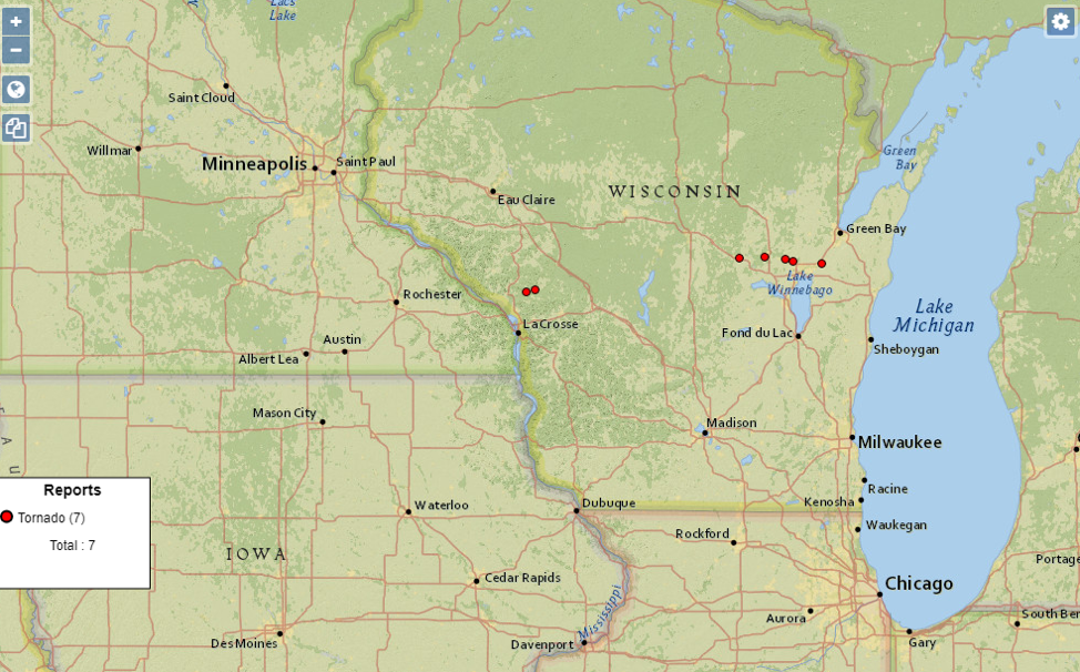 Wisconsin weather reports: 7 reported tornadoes.