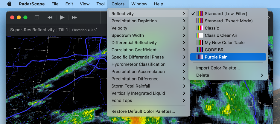 radarscope reflectivity menu customize new palette screenshot